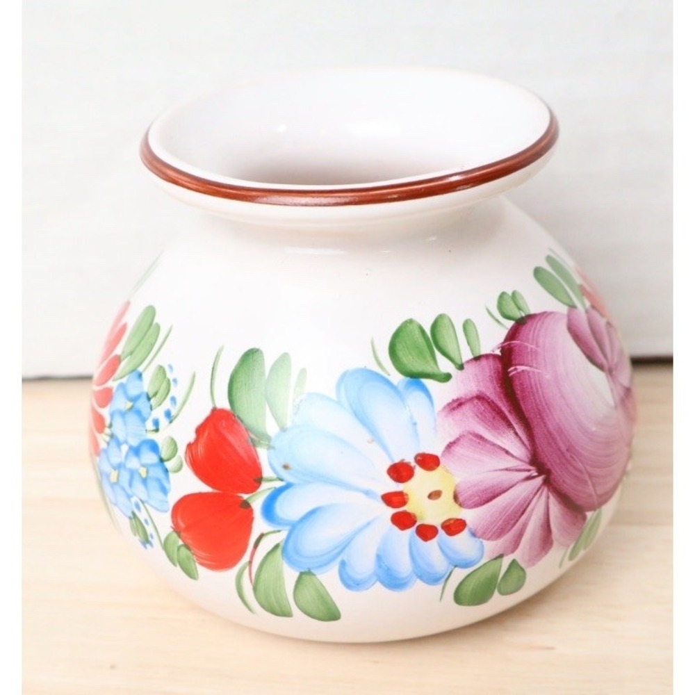 Vintage Chodovia Czech Ceramic Folk Artβ Floral Vase / Crock Country Cottage